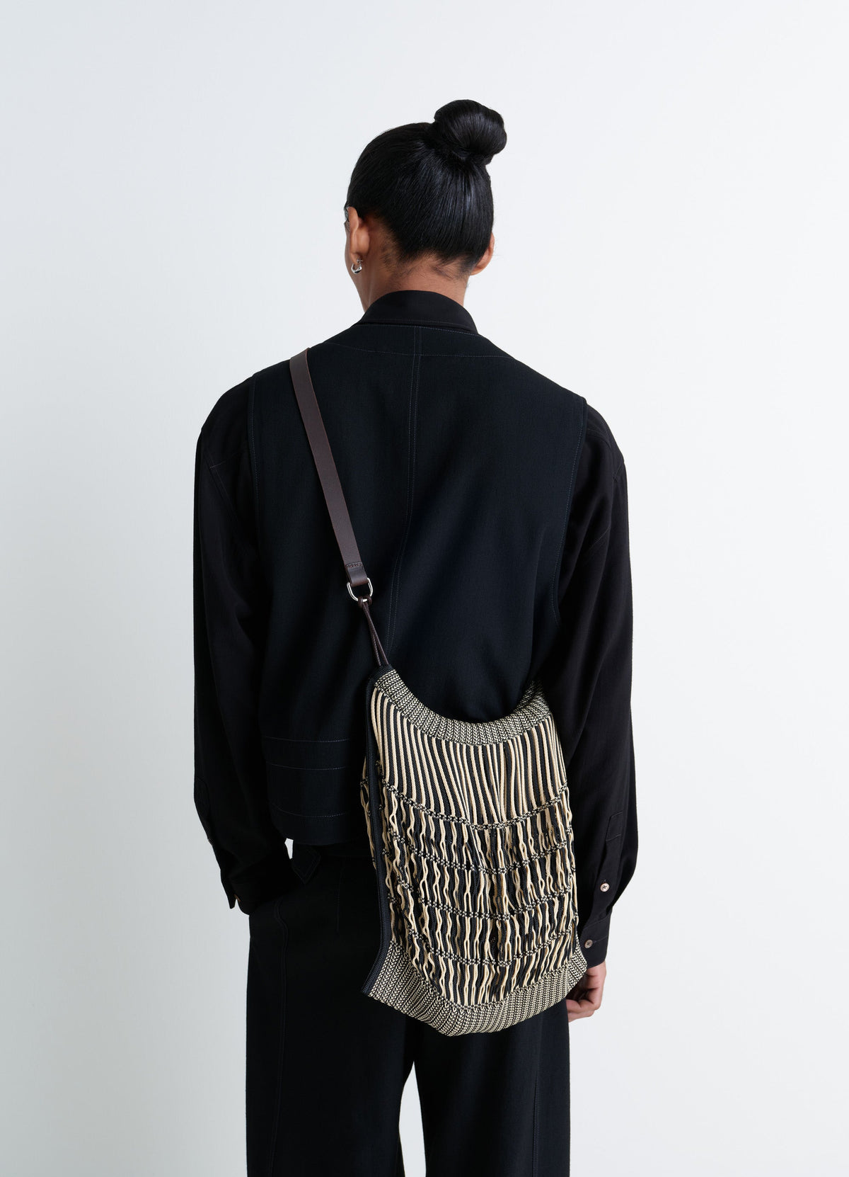 LARGE CROSSBODY FILT NET SHOPPING BAG