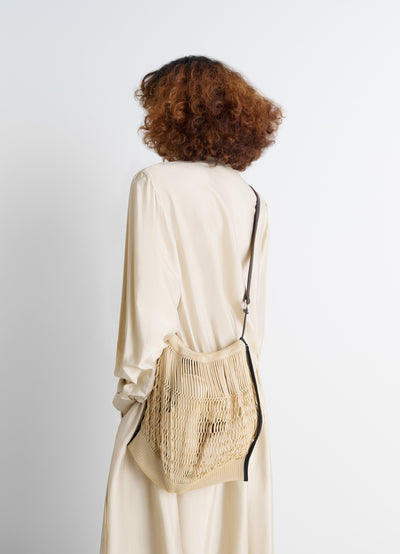 LARGE CROSSBODY FILT NET SHOPPING BAG