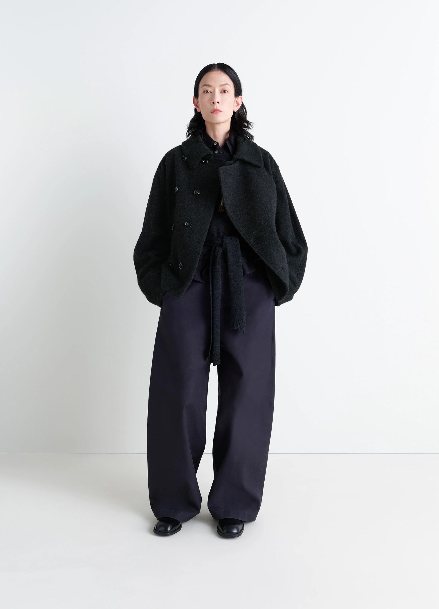 SHORT ASYMMETRICAL BATHROBE COAT