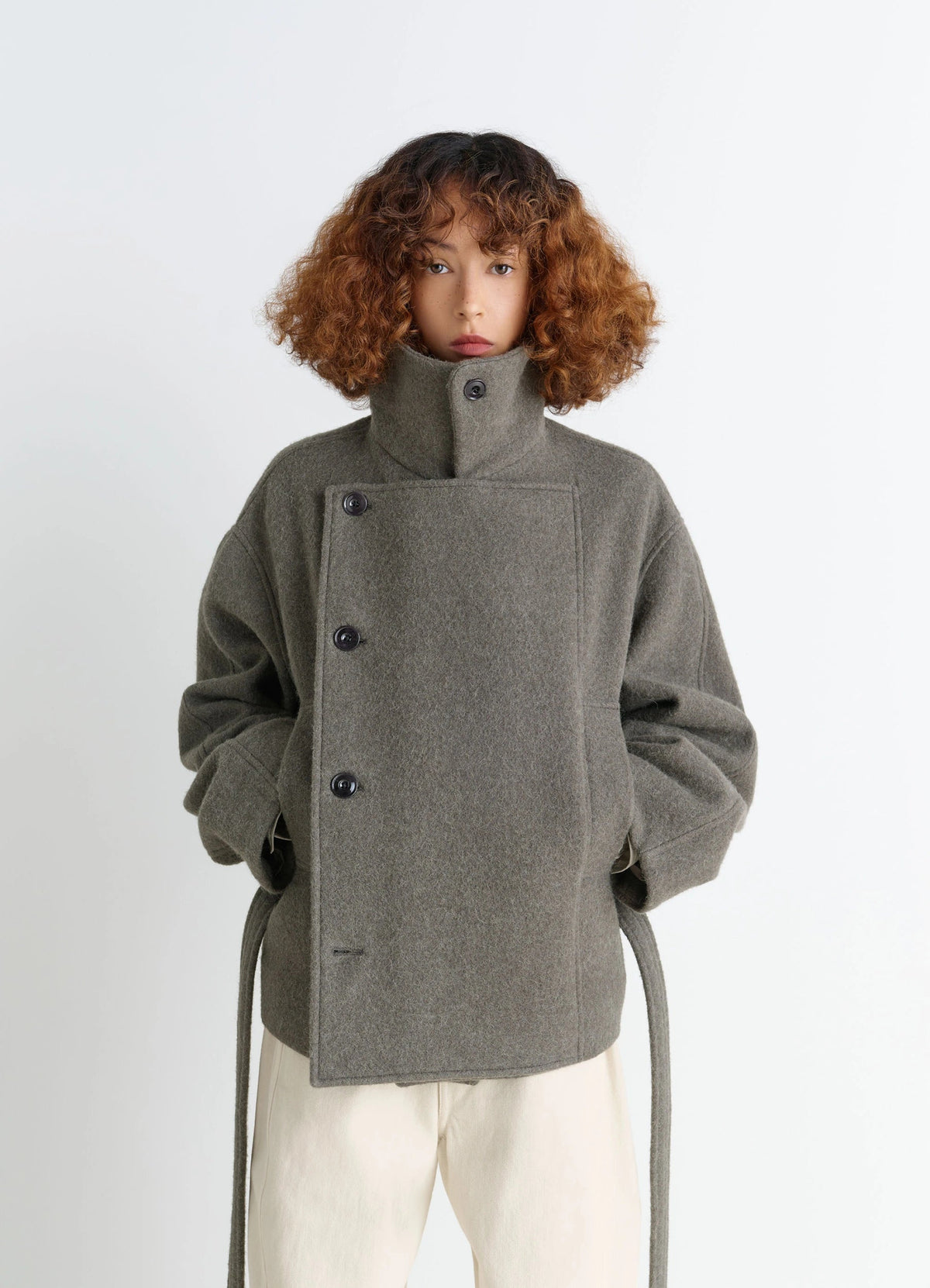 SHORT ASYMMETRICAL BATHROBE COAT