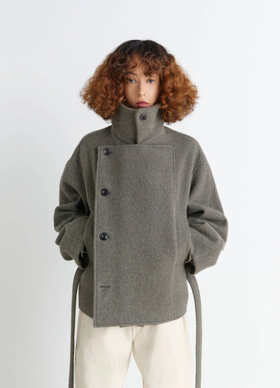 SHORT ASYMMETRICAL BATHROBE COAT