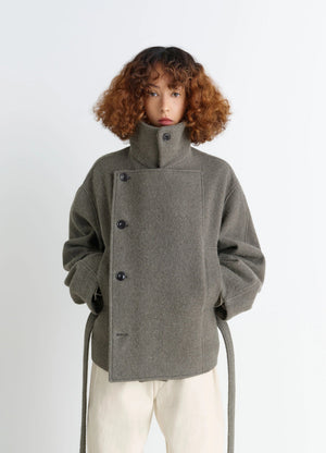 SHORT ASYMMETRICAL BATHROBE COAT