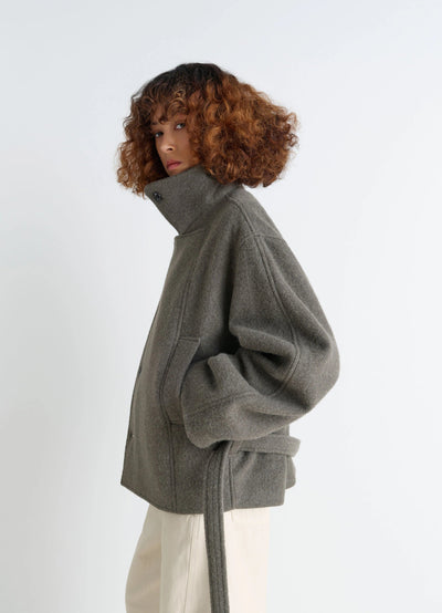 SHORT ASYMMETRICAL BATHROBE COAT