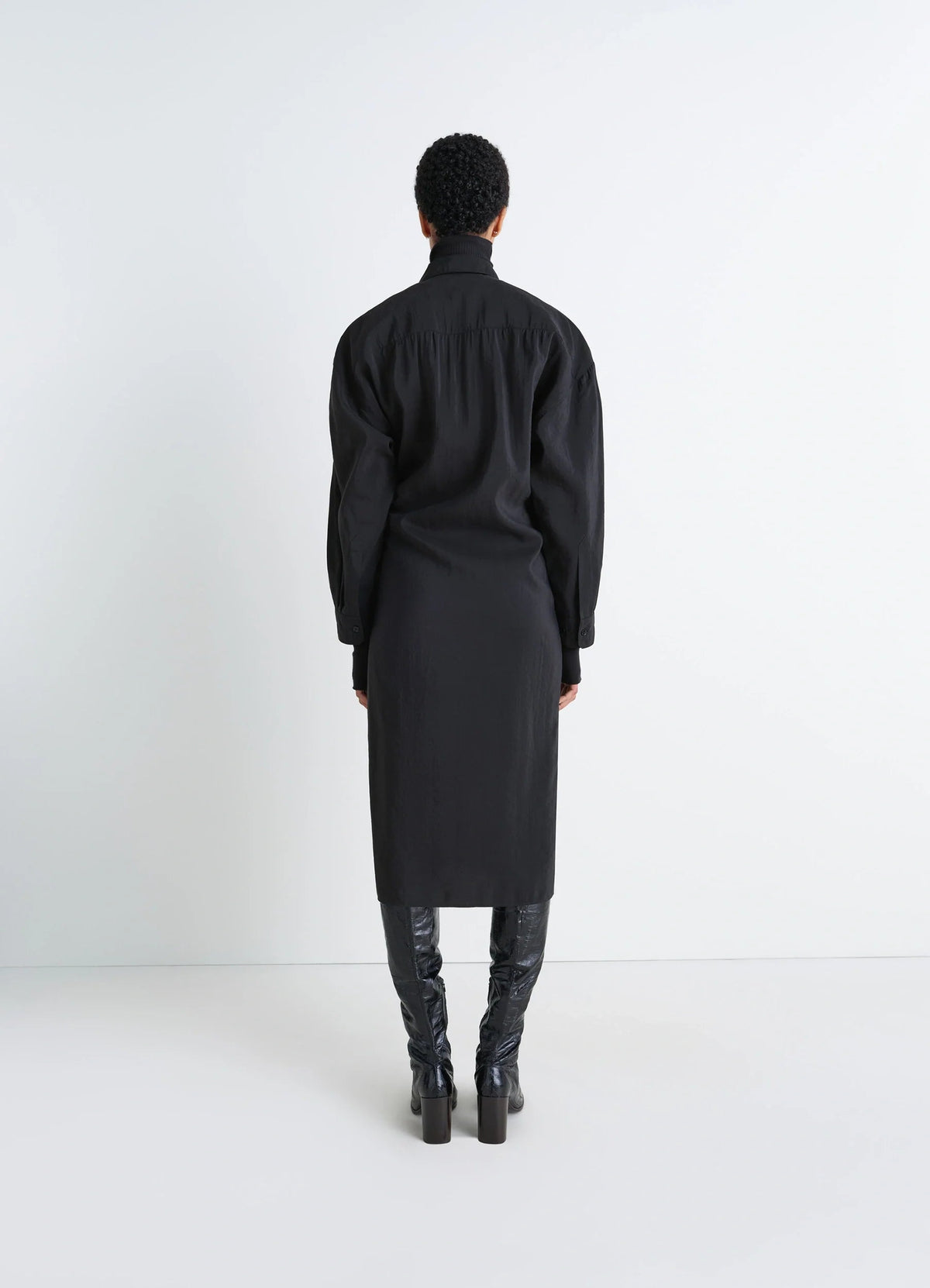 STRAIGHT COLLAR TWISTED DRESS