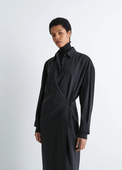 STRAIGHT COLLAR TWISTED DRESS