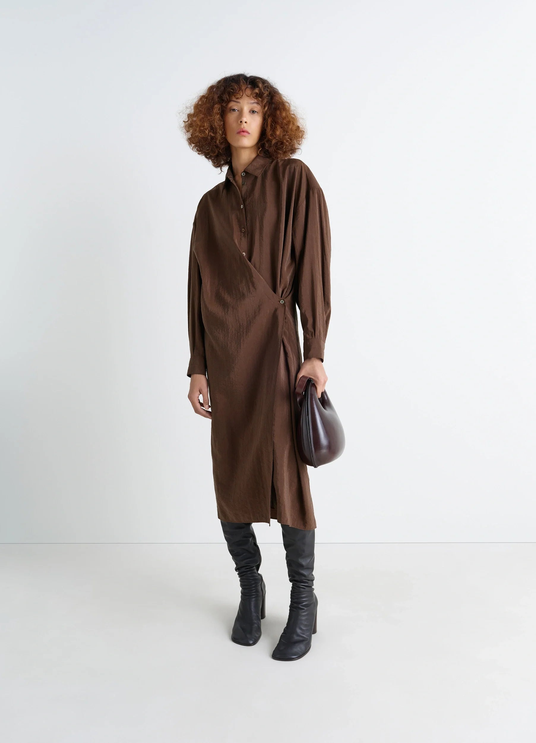 STRAIGHT COLLAR TWISTED DRESS