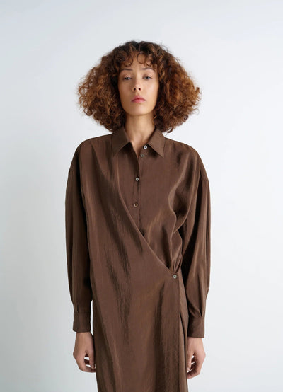 STRAIGHT COLLAR TWISTED DRESS