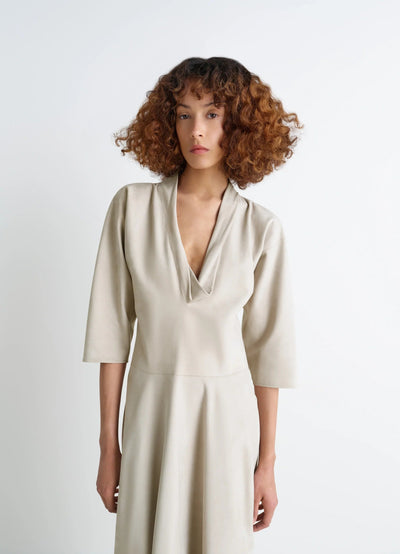 LEATHER V-NECK DRESS