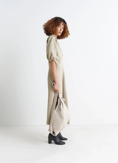 LEATHER V-NECK DRESS