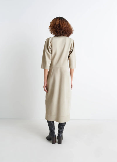 LEATHER V-NECK DRESS