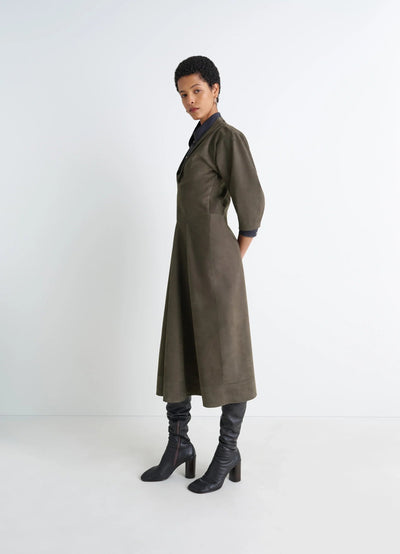 LEATHER V-NECK DRESS
