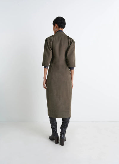 LEATHER V-NECK DRESS