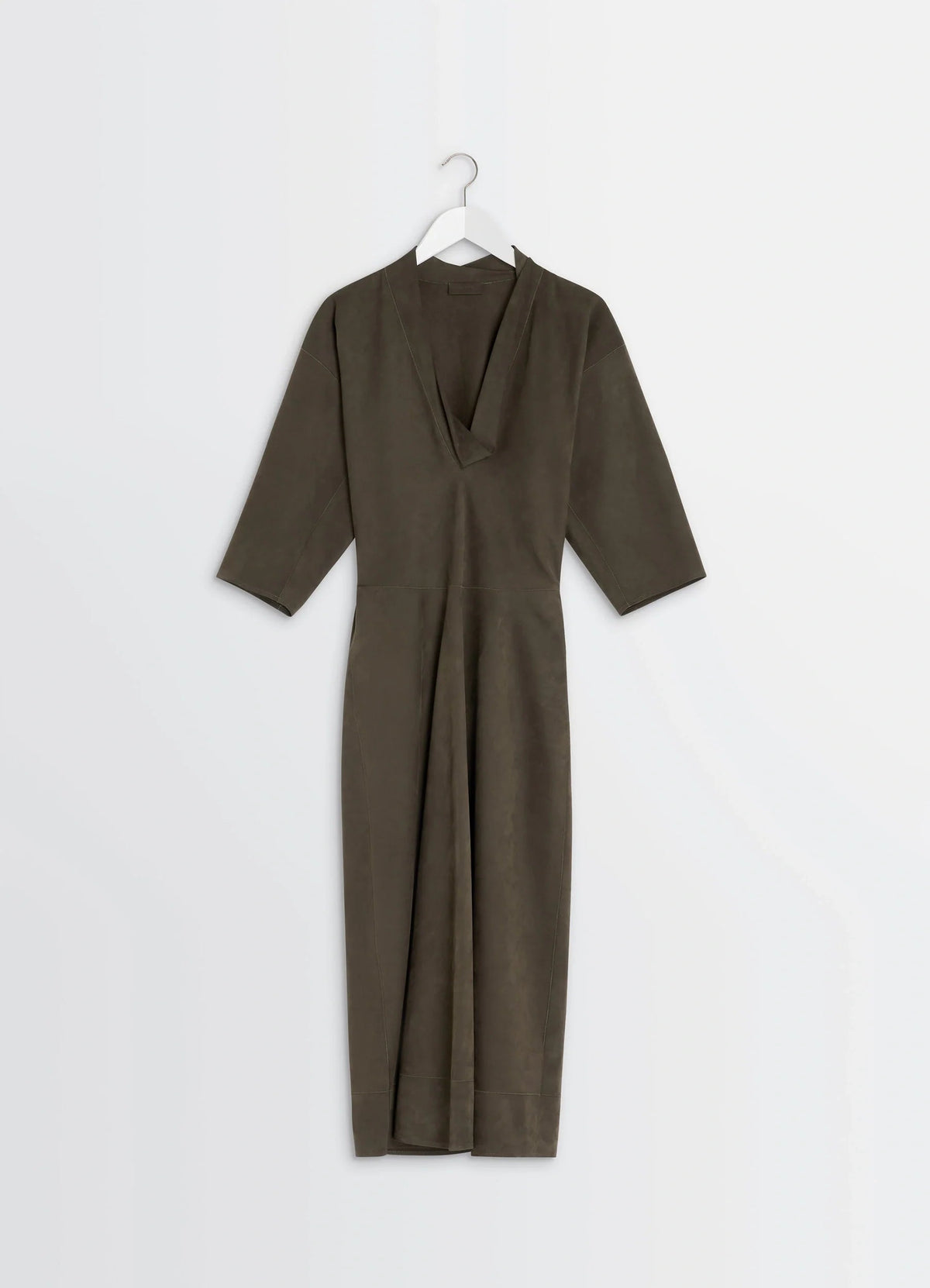LEATHER V-NECK DRESS