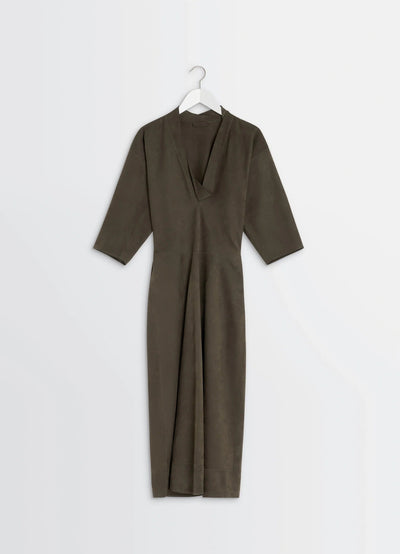 LEATHER V-NECK DRESS