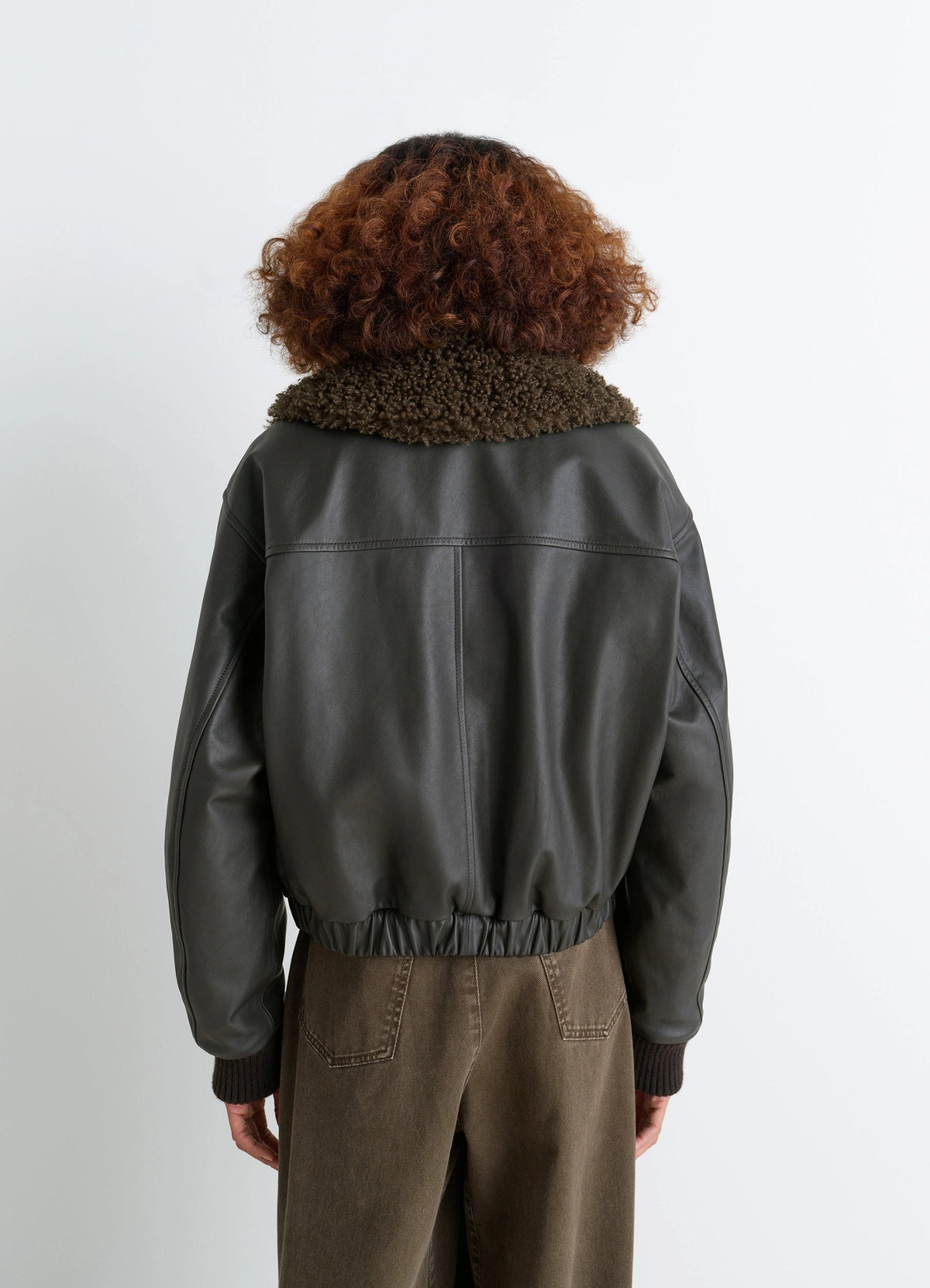 LEATHER BLOUSON WITH SHEARLING COLLAR