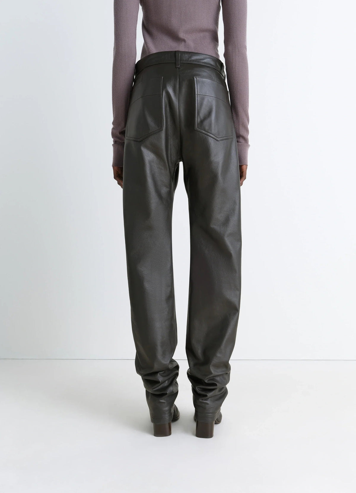 LEATHER FIVE POCKETS TWISTED PANTS