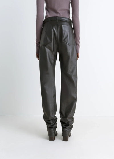 LEATHER FIVE POCKETS TWISTED PANTS