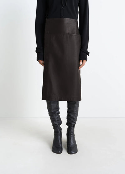 LEATHER WRAPOVER SKIRT