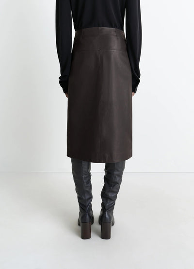 LEATHER WRAPOVER SKIRT