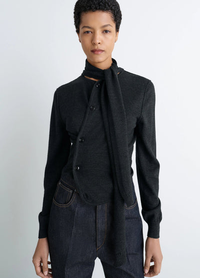 TWISTED CARDIGAN WITH SCARF