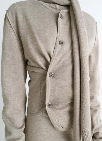 TWISTED CARDIGAN WITH SCARF