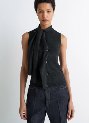 ASYMMETRICAL SLEEVELESHORT SLEEVES CARDIGAN