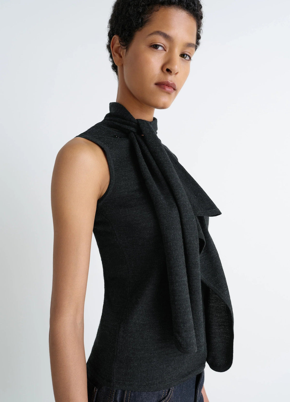 ASYMMETRICAL SLEEVELESHORT SLEEVES CARDIGAN
