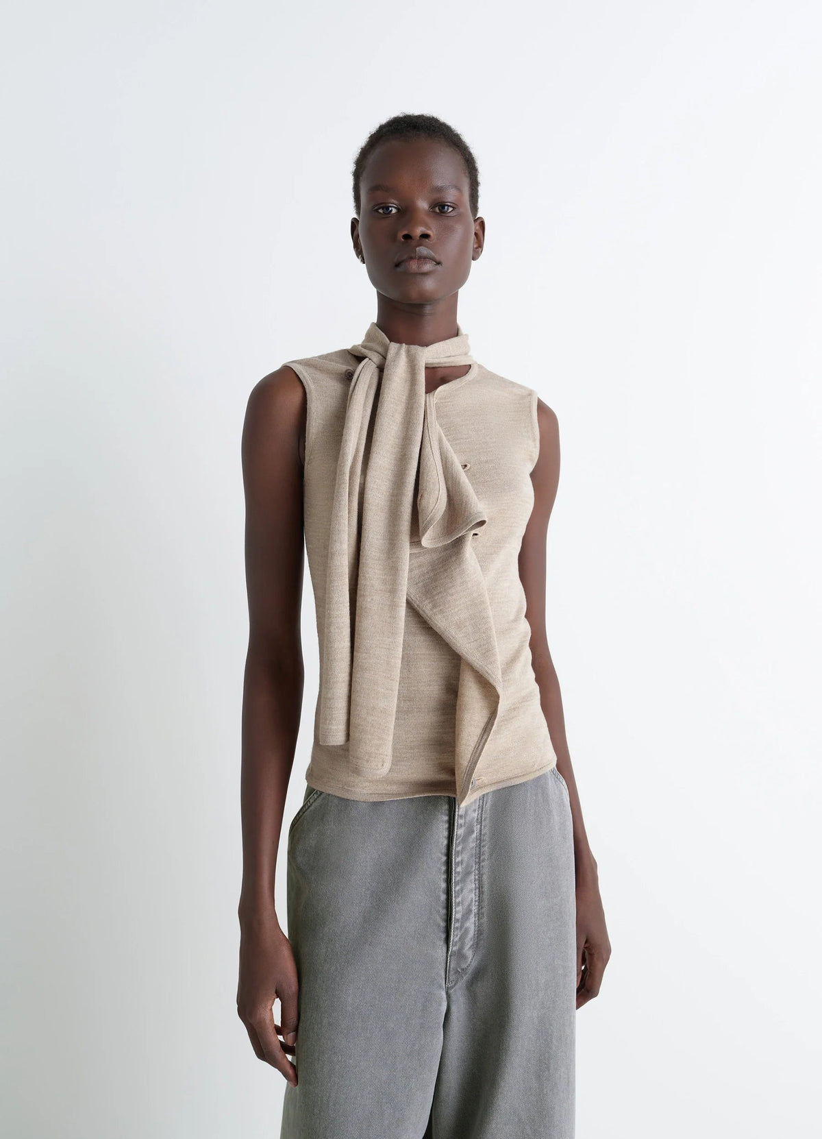 ASYMMETRICAL SLEEVELESHORT SLEEVES CARDIGAN