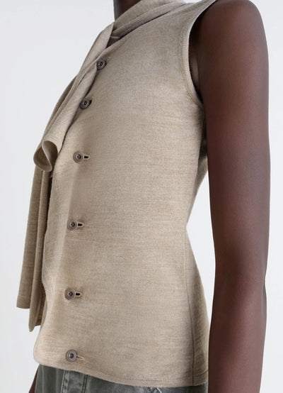 ASYMMETRICAL SLEEVELESHORT SLEEVES CARDIGAN